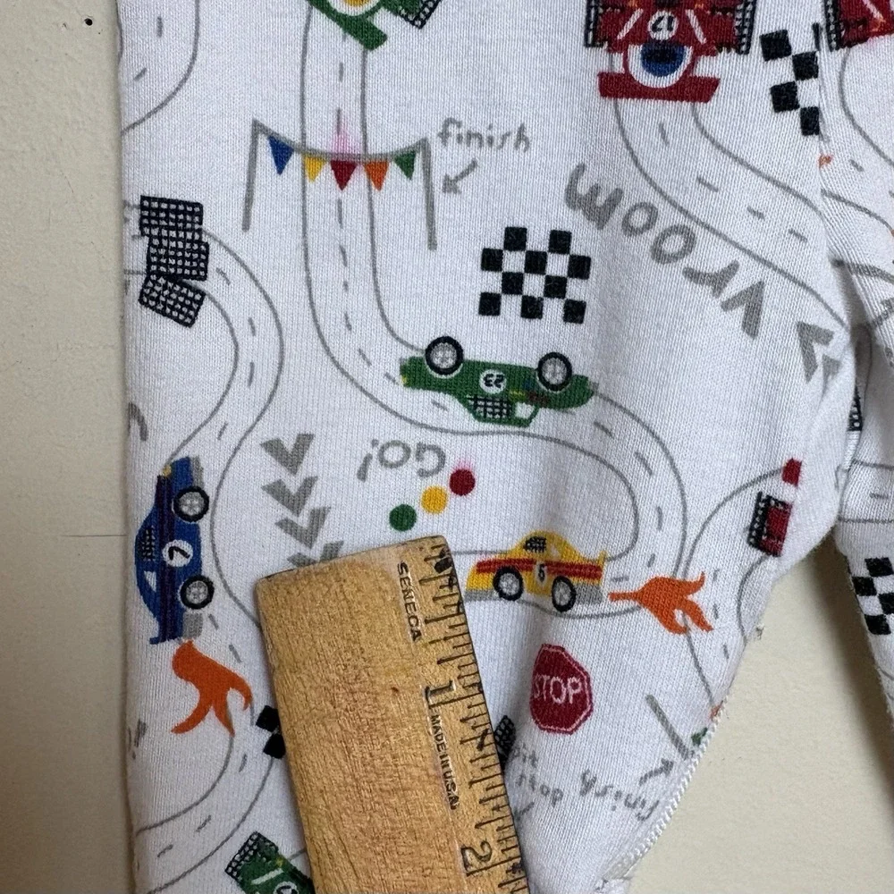 Vintage 2007 Gymboree Jumpsuit One-piece Pajamas Zipper Race Cars Sleeper